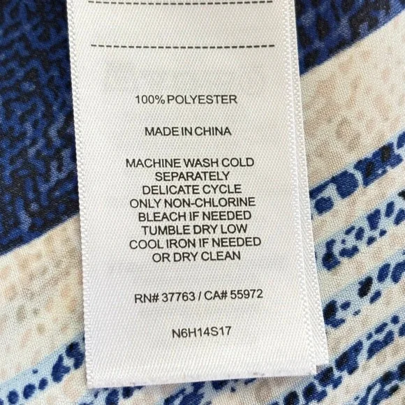 Laundry Shelli Segal Navy Nautical Stripe Edgy Grommet Lace Up V-Neck Blouse S - Picture 8 of 9